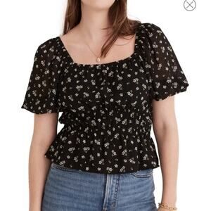 Madewell Zira Shirred Puff Sleeve Blouse, Medium